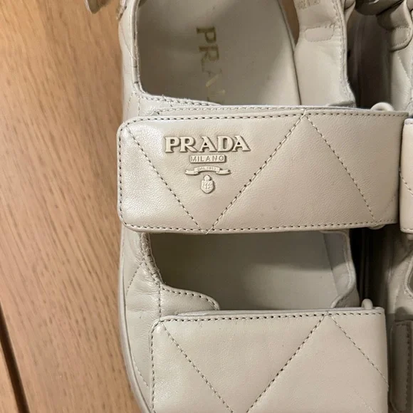 Prada PADDED LEATHER SANDALS / Nappa Double Strap Tan Sandals / IT 38 Camel - Picture 11 of 16